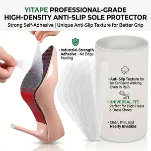 Yitape Professional High-Density Clear Anti-Slip Shoe Sole Patch, Shoe Sole Pad, Industrial Strength Self-Adhesive, Enhanced Grip, Safe Walking in Rain, Suitable for Heels and Leather Shoes