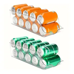 Can Organizer for Pantry, 2 Counts Clear Soda Can Organizer for Refrigerator, Can Storage Organizer, Fridge & Freezer Organization, Stackable Fridge Organizer, Kitchen Accessories