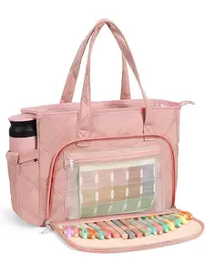 Women's Large Bible Bag with Protective Cover, Stitched Tote Bag with Pockets, Zipper Pocket, Pen Slot, Soft Handle & Shoulder Strap, Everyday Shoulder Bag