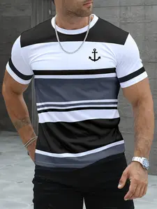 Men's Short Sleeve 3D Fashion T-Shirt, Round Neck, Digital Print, Breathable Casual Top, Slim Fit, All Seasons