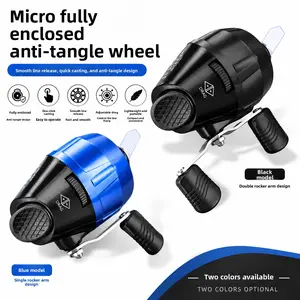 Mini Closed Face Spincast Fishing Reel 1000 Size, Pre-Spooled Nylon Line, Easy Cast Push Button Reel for Kids & Beginners