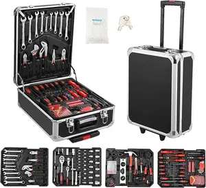 800 PCS Tool Kit with Wheels, Rolling Tool Box Storage Cabinet, Mechanic Tool Set with Drill, Home Repair Toolbox for Mechanics, Automotive Repair Tool Set, Household Toolset with Wheels