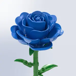 Blue Rose 5‑Pack Bouquet Building Set, Blooming Rose Flower Kit for Women and Adults, Artificial Eternal Rose for Home Decor Display, Creative Gift for Her