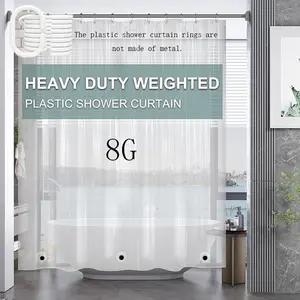 Clear Shower Curtain Liner, Plastic Shower Curtain, Soap Scum Resistant Shower Curtain with Magnets and Metal Grommets, Bathroom Curtain for Home Hotel Salon Dormitory Decor, Bathroom Accessory, Shower Essentials