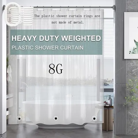 Clear Inner Shower Curtain Liner, Plastic Shower Curtain, Soap Scum Resistant Shower Curtain with Magnets and Metal Grommets, Bathroom Curtain for Home Hotel Salon Dormitory Decor, Bathroom Accessory, Shower Essentials