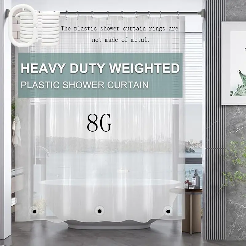Clear Inner Shower Curtain Liner, Plastic Shower Curtain, Soap Scum Resistant Shower Curtain with Magnets and Metal Grommets, Bathroom Curtain for Home Hotel Salon Dormitory Decor, Bathroom Accessory, Shower Essentials