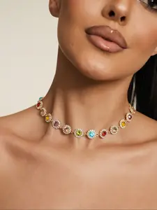 Altistry Elegant Stylish Colorful Rhinestones Necklace Decorative Accessories Holiday Birthday Party Gift For Girls