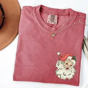 Comfort Colors Vintage Santa T-Shirt, Retro Christmas Shirt, Cute Santa Claus Outfit, Matching Family Xmas Squad Tee, Holiday Women Gifts, Top Womenswear