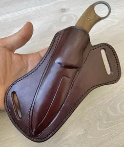Cross Draw EDC Carry Artisan Handmade Top Grain Leather Fix Blade Knife Outdoor Hunting Camping Sheath
