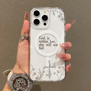 Magnetic Soft Case for iPhone11/12/13/14/15/16/promax, God is within her, she will not fail MagSafe Compatible,Aesthetic Pattern Design Lightweight,AntiScratch,and Trendy