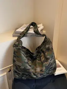Vintage Camouflage Durable Canvas Crossbody Bag, Large Capacity Casual Shoulder Bag for College Students Campus Bag, Unisex Design Daily Use Backpack