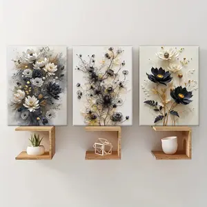 Three-Piece Framed Canvas Art Set, & Floral Prints, Modern Wall Decor, Perfect Living Room Decoration, Fashion Home Poster