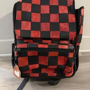 Red Checkered Backpack - Stylish and Functional for Everyday Use