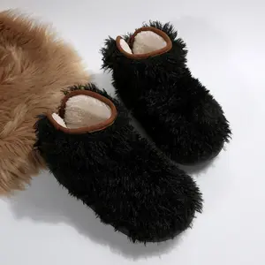 Fluffy Lace-Up Ankle Boot Slippers for Women Multicolor Plush Design Cozy Winter Casual Indoor Outdoor Footwear