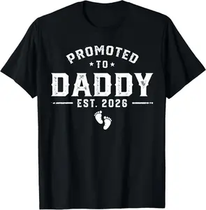 Daddy Est 2026 Daddy To Be New Dad 2026 T-Shirt Pure Cotton Graphic Tees Menswear Top: Gifts for Men & Women