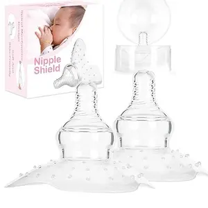 Nursing Nipple Shields 2-Pack (20mm) for Breastfeeding Newborn Mothers with Inverted, Sore Nipples, Includes Carrying Case