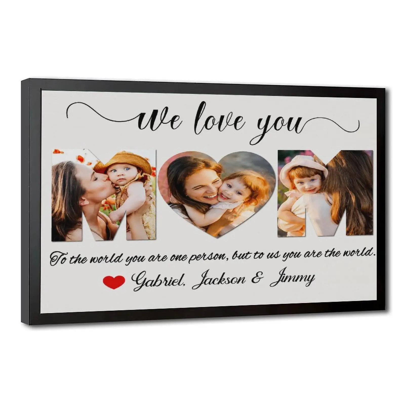 Personalized Framed Canvas Wall Art - Artistic Decor Print for Mom & Son, Thoughtful Gesture Custom Photo Gift for Women, Bedroom/Study/Office Decoration for Mother's Day, Customizable, Woody