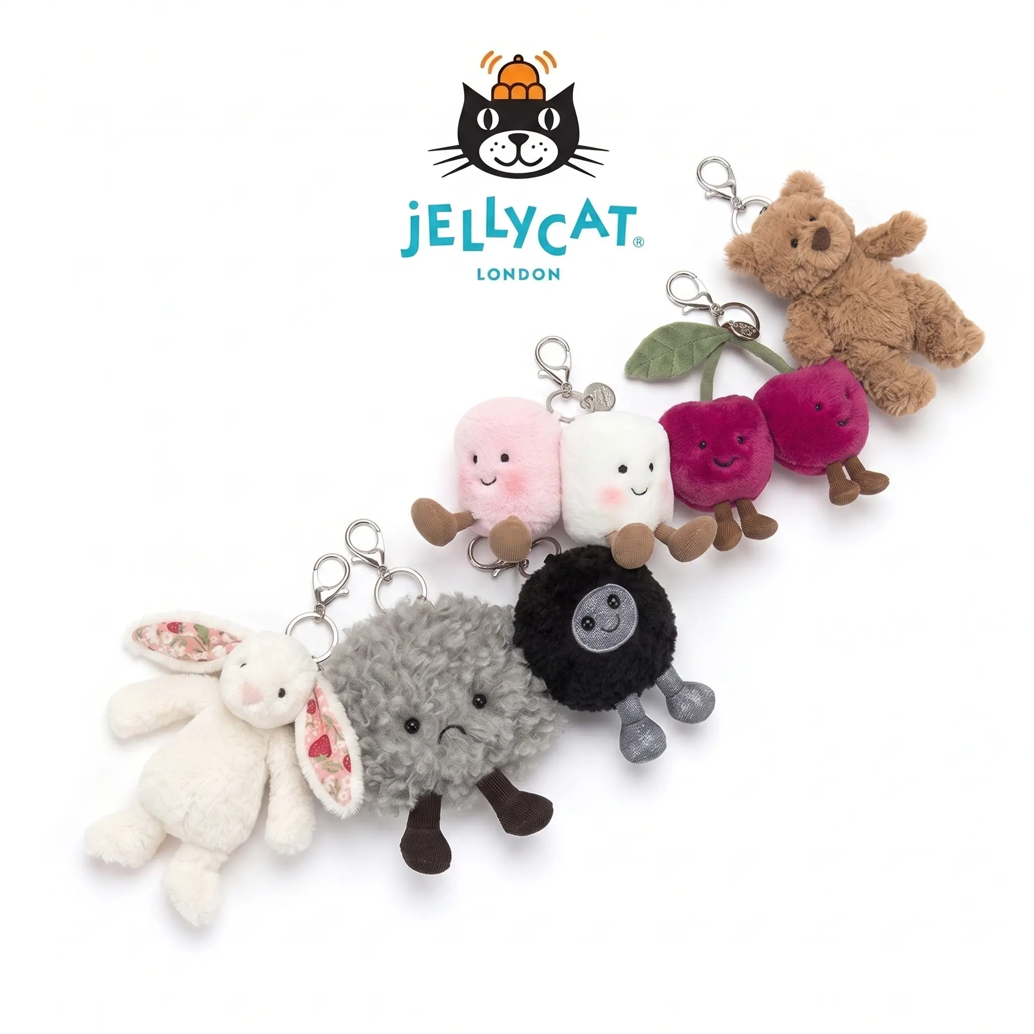 Jelly Cat Plush Bag Charm Collection, Adorable Plush Keychain, Cute Soft Coffee Bag Accessory, Adorable Cloud Gift for Her, Bag Charm