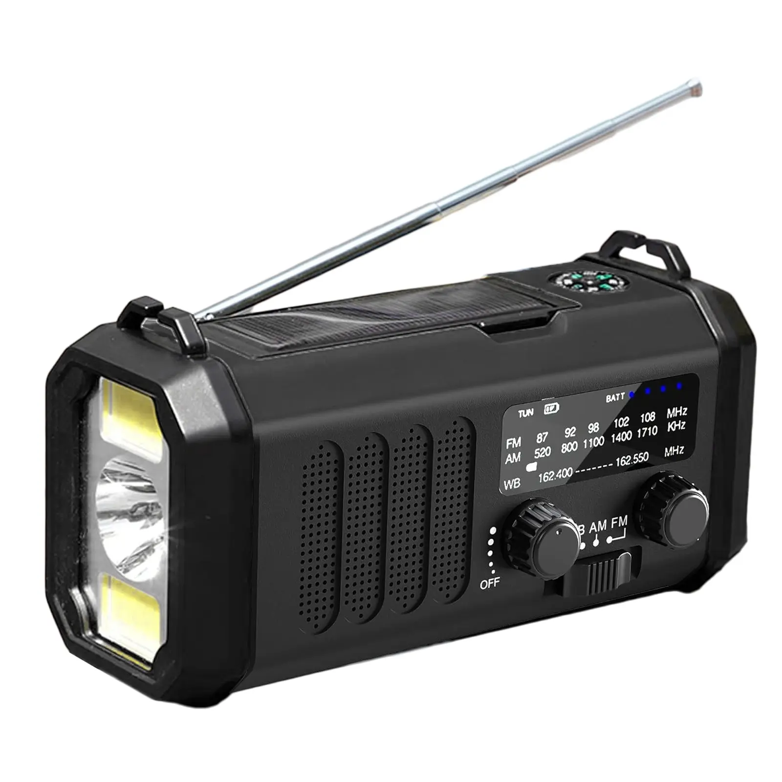 NOAA Emergency Weather Radio 10000mAh Hand Crank/Solar/Battery Powered AM/FM Radio with Type-C Charging Flashlight/Reading Light/SOS Alarm for Outdoor Survival