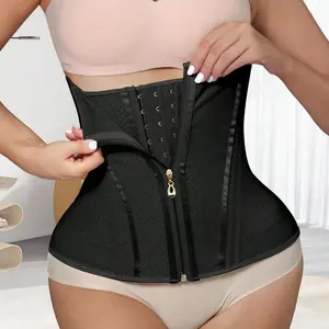 Sporty Women's Adjustable Hooks Zipper Sports Waist Trainer, Breathable Comfortable Compression Waist Cincher, Sports Tummy Control Shaper Belt for Women, Athletic Shapewear, Tummy Control Girdle
