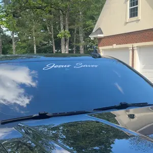 Jesus Saves Windshield Banner Decal- High Quality Vinyl,Weather Resistant,Easy Install