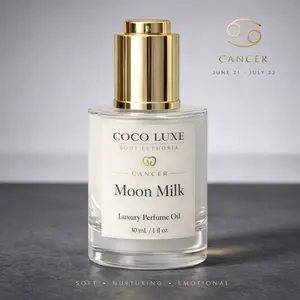 Cancer Perfume Oil – Coconut Milk Vanilla Soft Fragrance | Creamy Skin Scent Body Oil | Zodiac Scent | Coco Luxe Body Euphoria (30 mL)