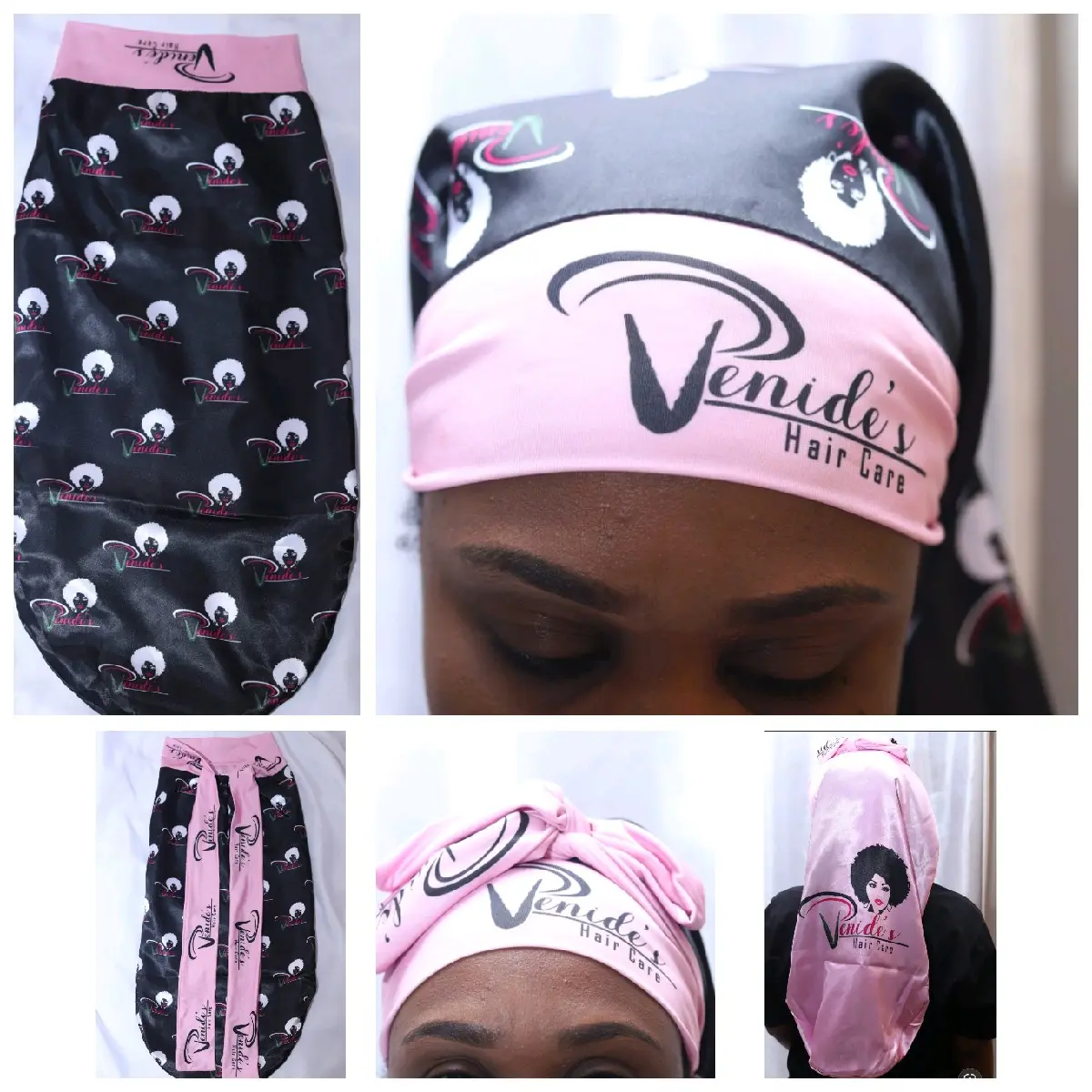 Venide's Long Satin Double Layer Bonnet - Soft and Smooth Satin Material, Two-Sided Design, Straps for Night Sleep, Unisex Hair Care Accessory