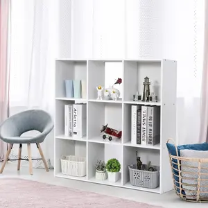 ZENY 9 Cube MDF Storage Organizer 3 Shelf Wooden Bookcase White