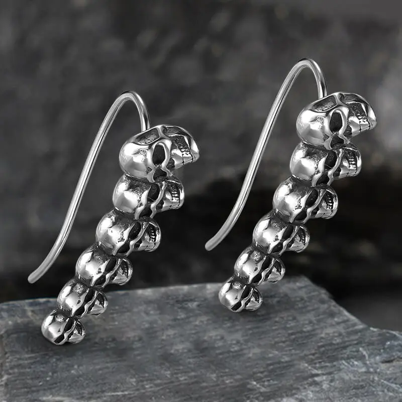 GTHIC Unisex Skull Motif Gothic Stainless Steel Artificial Gemstone Earrings, Ideal Birthday Gifts for Club Nights, Halloween Events