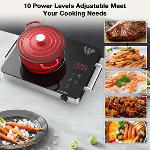 Portable Induction Cooker, 1200W Single Burner, Plug-in Countertop Electric Stove, 110V Infrared Burner, Timer, Touch and Knob Controls Household Appliances Kitchen Appliances
