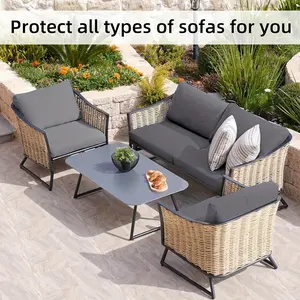 Set of 8 Stretch Patio Cushion Covers, Washable Universal Fit for Outdoor Sofa & Chair Seats, Easy Install Furniture Protection