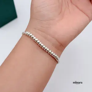 MINARA 950 Silver Brazalete Espiga Con Donas