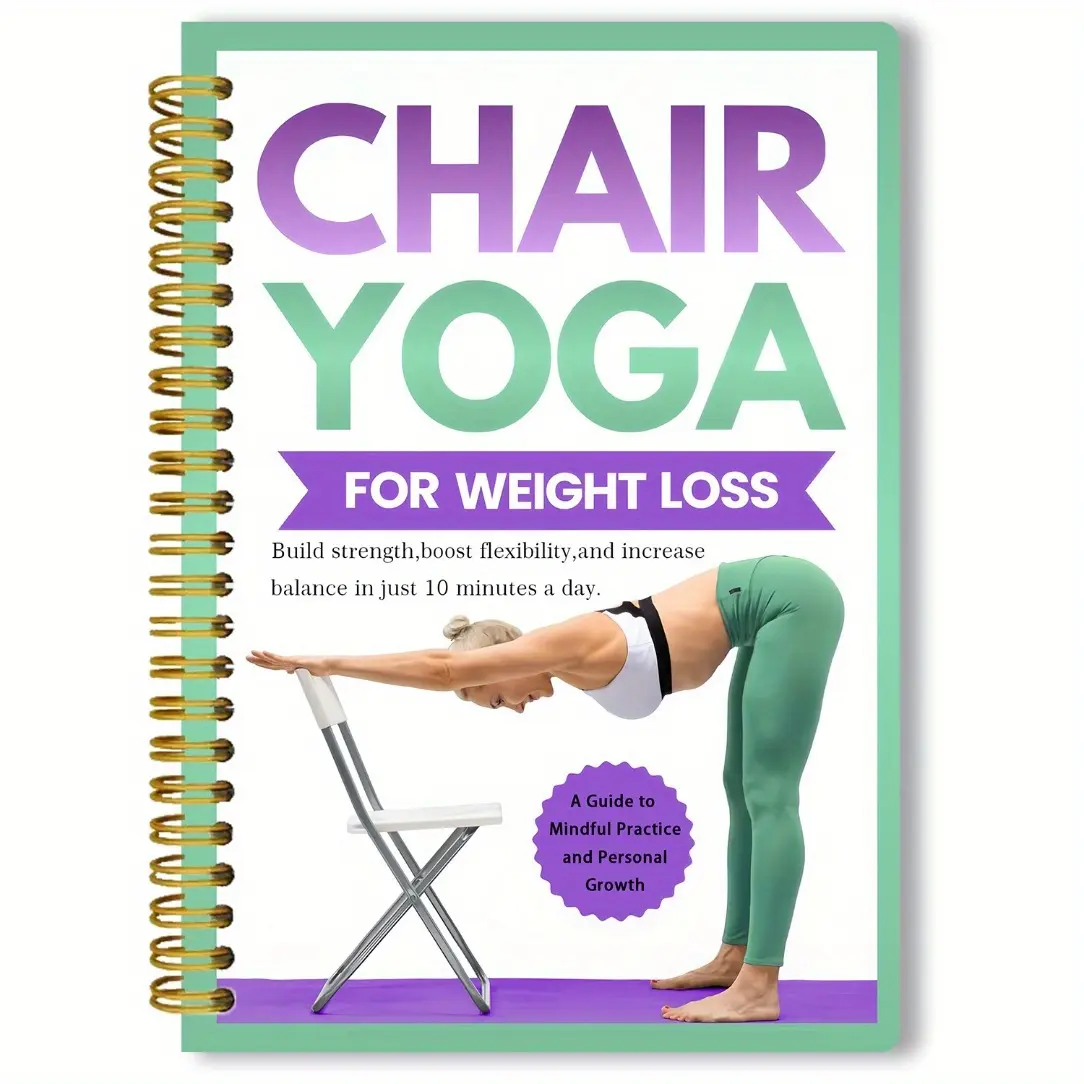 Chair Yoga, Yoga Exercises for the elderly and beginners, using a sitting posture to enhance physical ability, relieve discomfort, increase flexibility and promote balanced exercise. This guide measures 5.5x8.3 inches