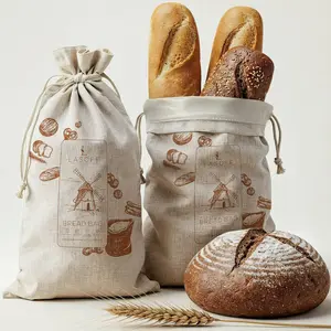 Linen Bread Bags for Homemade Bread & Sourdough Bread - 2 Pack with -Grade TPU Liner (), Cloth Bread Bags with String Closure For  Breads Storage