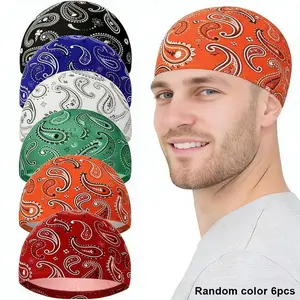 6 Pcs Men Cooling Skull Cap Helmet Liner Sweat Wicking Beanie Head Roll Bicycle Cycling Running Hat