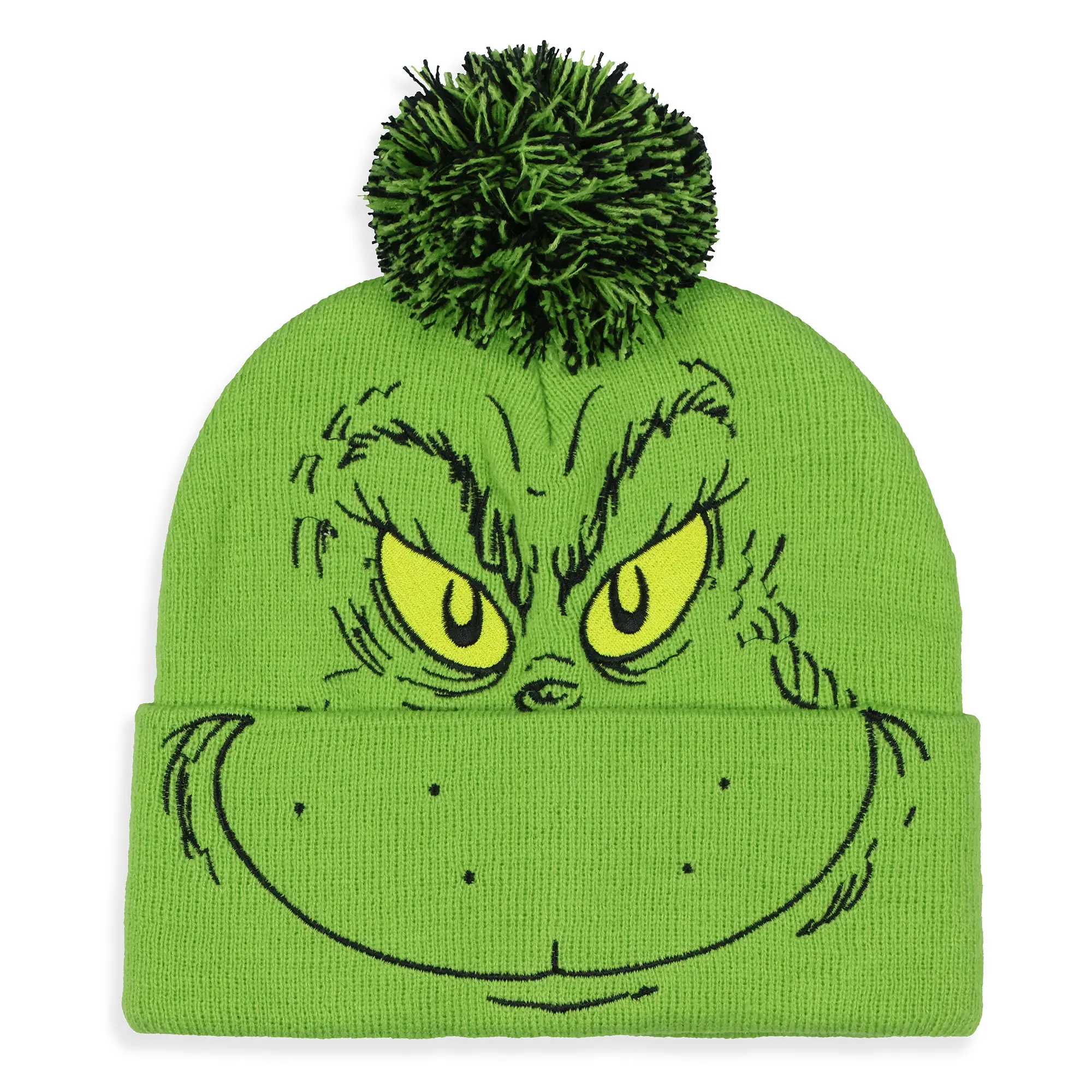 Dr. Seuss GRINCH Who Stole Christmas Pom Beanie Hat Embroidered Character