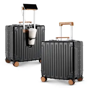 All-Black Mini Carry-On Luggage with USB Port Cup Holder Phone Holder TSA-Approved Lock Unisex Design Expandable Storage Capacity Dual-Wheel System YKK Zippers Ergonomic Handle carry luggage luggage sets Shell Suitcase with TSA Lock Hard Set with USB Port
