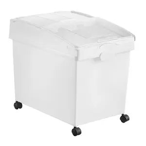 Father's Day Gift VEVOR Ingredient Bin, 10.5 Gallons Capacity Ingredient Storage Bin, PP Material Flour Bins On Wheels, White Shelf Ingredient Bin with Scoop and Sliding Lid, Commercial Storage Bins 3 Pcs/Set