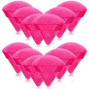 12/25 Pcs Triangle & Round Powder Puff Set | Beauty Puff | Soft Velvet Sponge | One Puff for Loose Powder, Foundation, Blush & Contour | Reusable | Makeup Artist Recommended