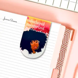 Sunflower II Magnetic Bookmark - Beautifully Illustrated Two-Sided Design for Books Notebooks Planners Journals 2" Tall Folded Size Cardstock Paper Laminated One Side