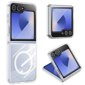 For Samsung Galaxy Z Flip 6 Case with Rugged TPU Protection & Outer Screen Protector, Non-Yellowing & Raised Edges & Durable Shockproof Protective Cover Phone Case, Clear