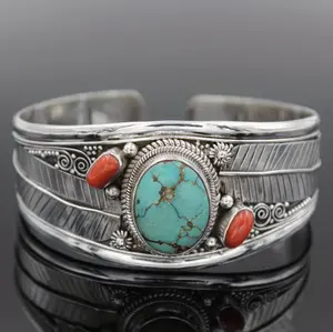 New Women Cute Retro Turquoise Decor Cuff Bracelet