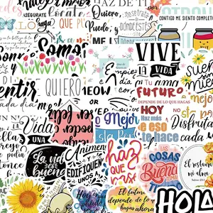 Spanish Motivational Graffiti Stickers Set, Motivational Quotes Decorative Waterproof DIY Projects Artistic Decals for Luggage Guitar, Flat Style Inspirational Art Supplies, DIY Decoration