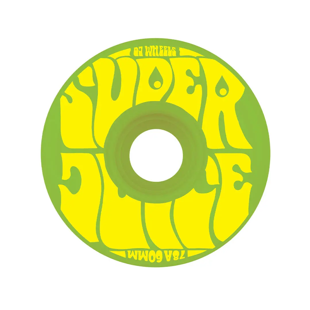 OJ Super Juice Skateboard Wheels, 60mm, 78a Green Durometer, Refreshed Yellow Graphics, Oj Wheels