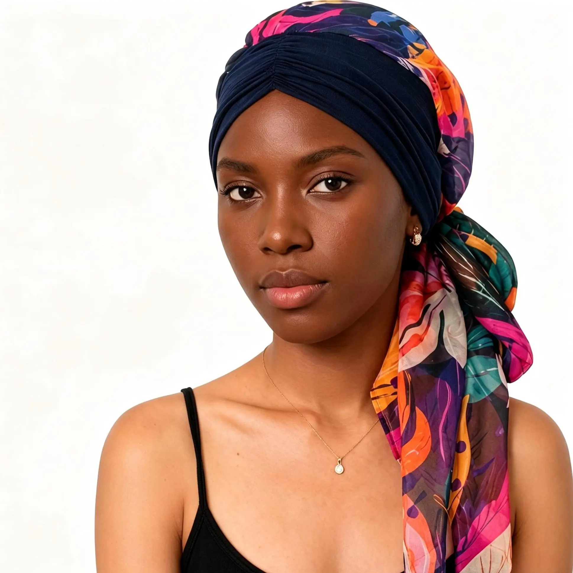 Women's Pre-Tied Turban Head Wrap – Boho Long Tail Chemo Head Scarf for Hair Loss, Cancer Patients, Sleep Cap, Stretchy Fashion Hair Cover for Everyday Wear
