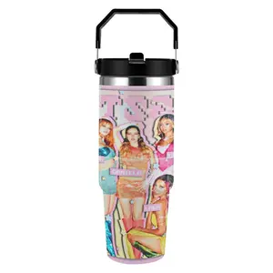 KATSEYE Y2K Pop Collage 30oz 40oz Insulated Tumbler with Handle & Leakproof Lid | K-Pop Fan Car Cup Essential for Everyday Use