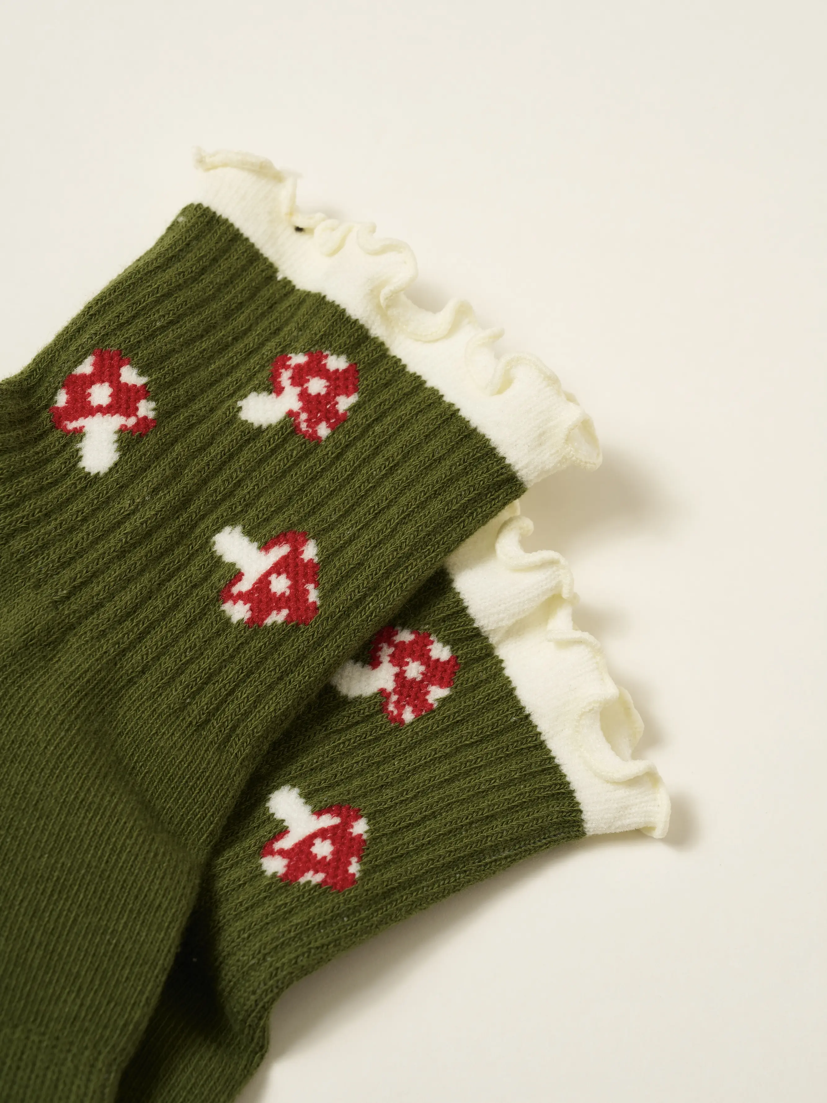 Effortless Club Grip Socks, Mushroom, Girlie Sweet Crew Half Calf Non-Slip Socks, Pilates Socks, Yoga Barre
