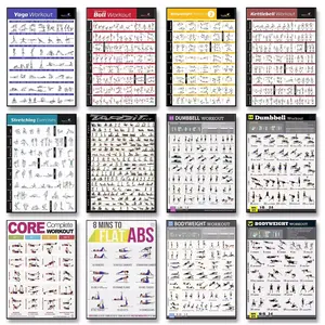 Dumbbell Workout Bodybuilding Exercise Bodyweight Chart Yoga GYM Poster Prints Wall Art Canvas Painting Room Modern Home Decor (17 Style Options)