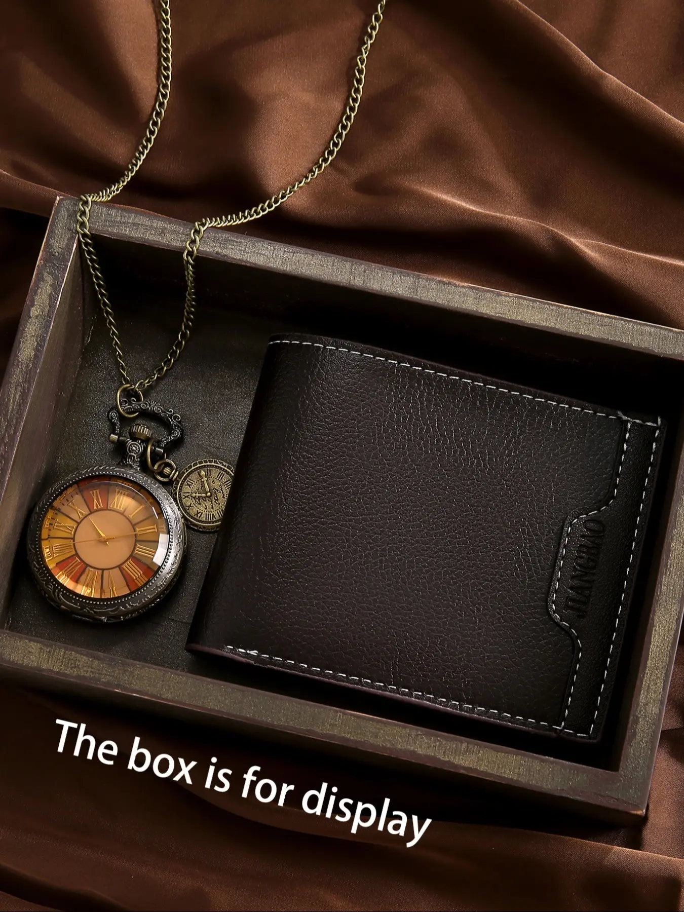 Vintage Fashion Men's Pocket Watch Set 2pcs with Wallet, Perfect for Daily Use, Parties, Birthdays, Holidays, Gifts