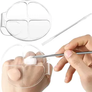 2 Pieces Hand Makeup Mixing Palette Handheld Palette Clear Makeup Cosmetic Palette Nail Art Manicure Palette with 2 Pieces Spatula for Mixing Foundation springtok